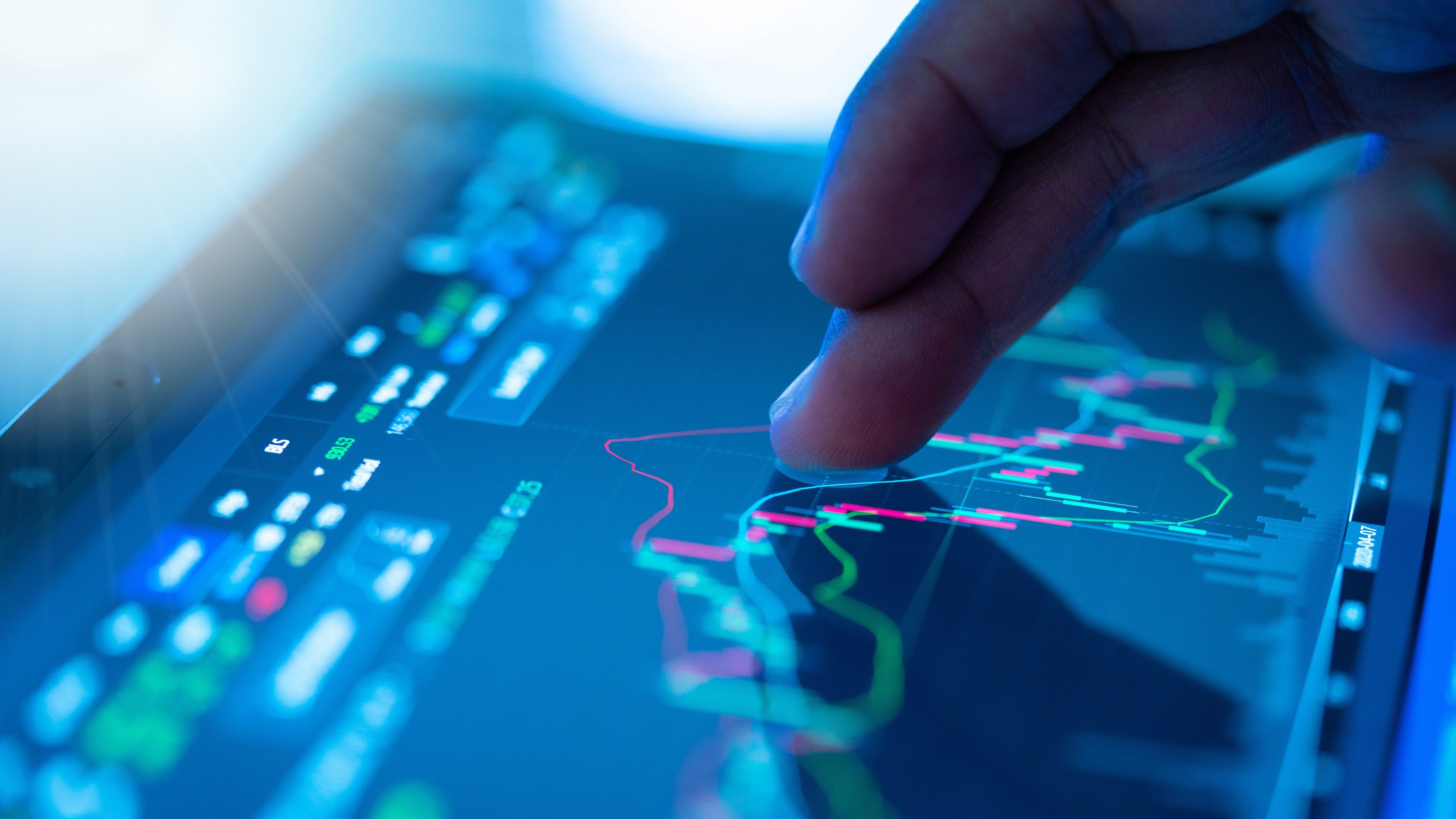 Businessman checking stock market data